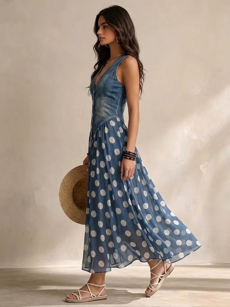 J.Crew | Elegante falda de gasa con lunares y vestido de mezclilla con botones
