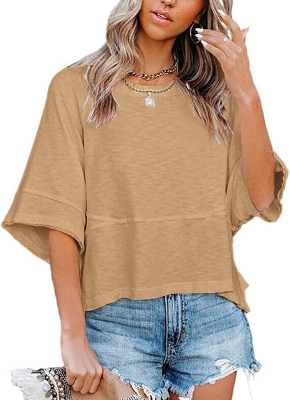 J.Crew | Camiseta de manga acampanada con paneles en color liso