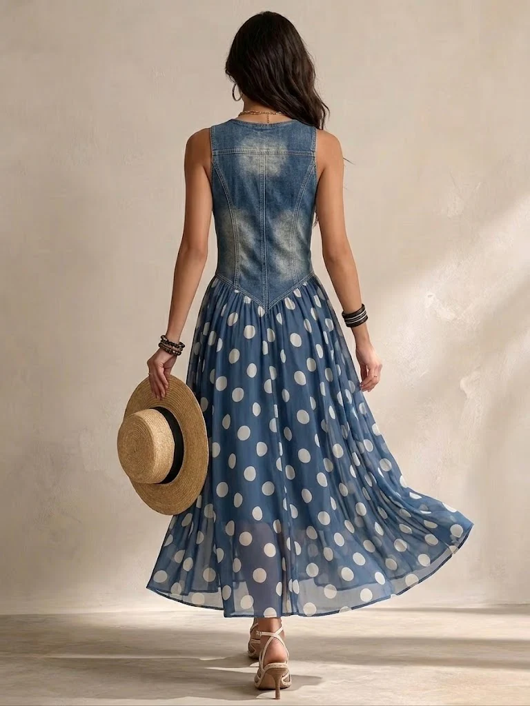 J.Crew | Elegante falda de gasa con lunares y vestido de mezclilla con botones
