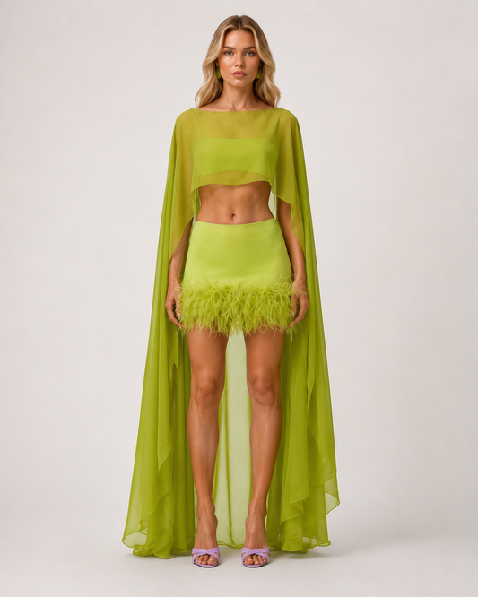 J.Crew | 🔥 BUT 2 GET 10% OFF 🔥 Celestia Feathered Satin Skirt Set