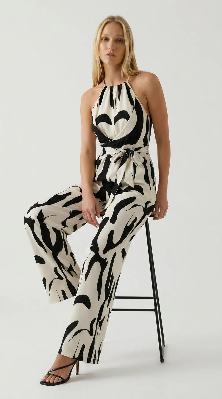 J.Crew | Mono abstracto de pernera ancha